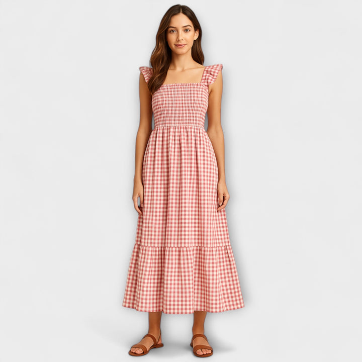 Sophia – Sleeveless Maxi Dress with Plaid Print