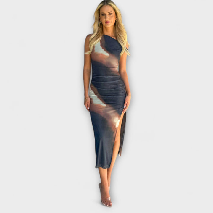 Terra - Stylish Off-Shoulder Midi Dress with Side Split