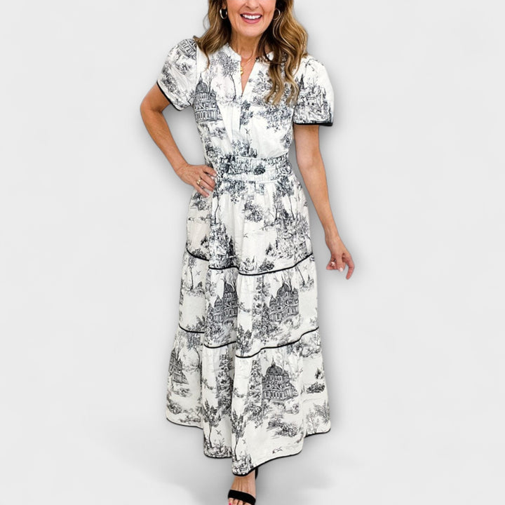 Eliza - Timeless Toile Maxi Dress