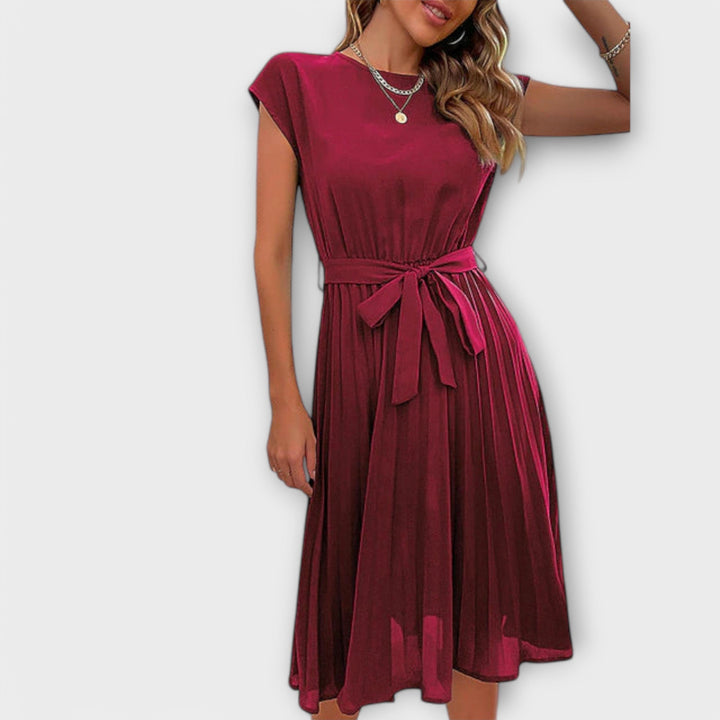 Claire - Short Sleeve, Pleated, Casual Midi Dress