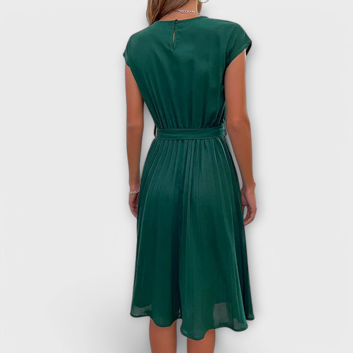 Claire - Short Sleeve, Pleated, Casual Midi Dress