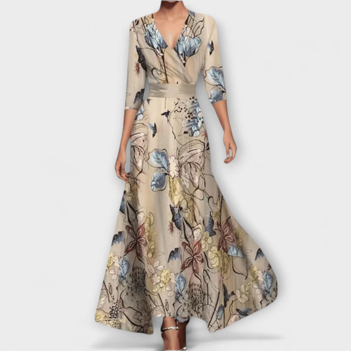 Zoe - Timeless Floral V-Neck Maxi Dress