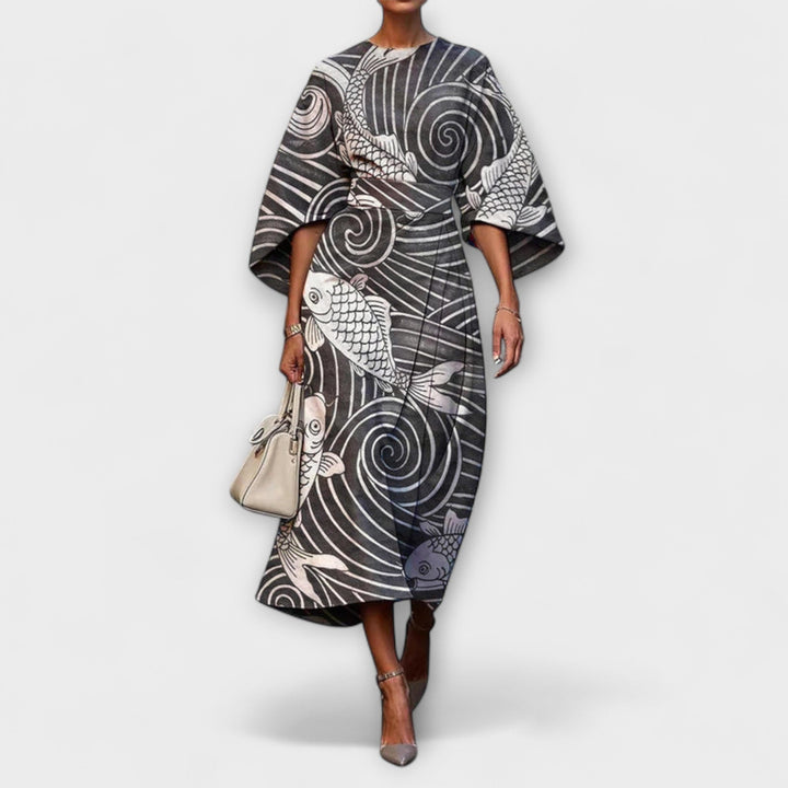 Zoraida - Chic Long Dress with Batwing Sleeves