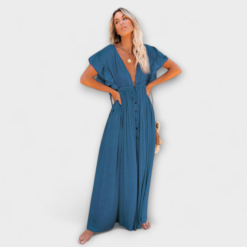 Audra - Bohemian V-Neck Kimono Beach Cover-Up Dress