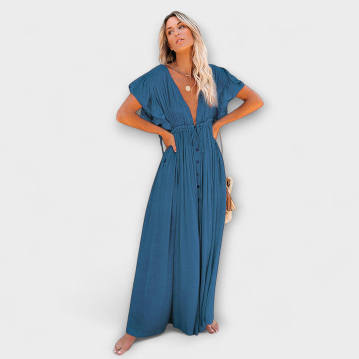 Audra - Bohemian V-Neck Kimono Beach Cover-Up Dress
