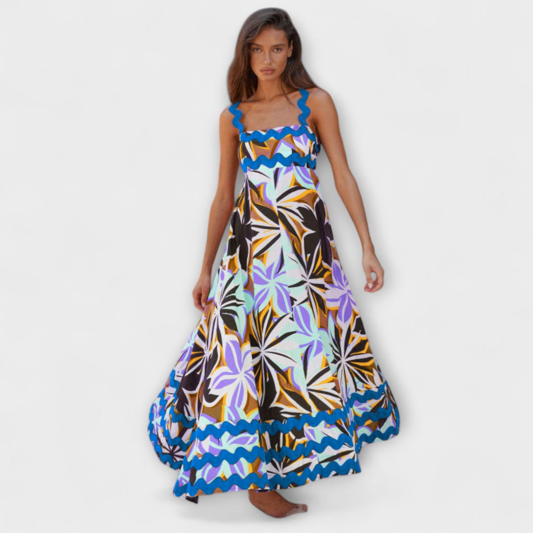 Jovie - Floral Print Sleeveless Loose-Fit Dress