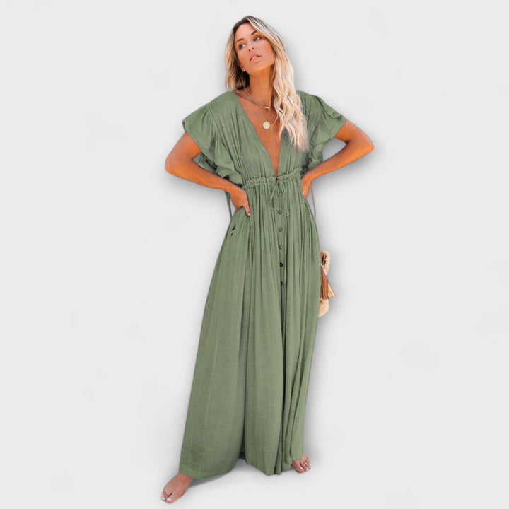 Audra - Bohemian V-Neck Kimono Beach Cover-Up Dress