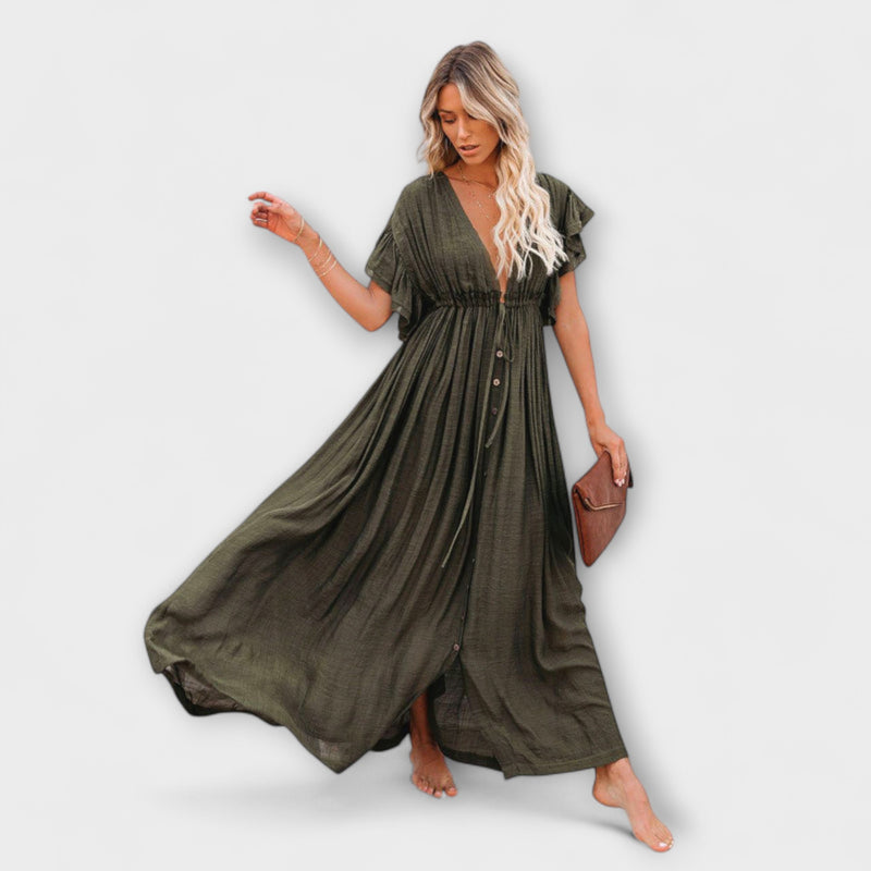 Audra - Bohemian V-Neck Kimono Beach Cover-Up Dress