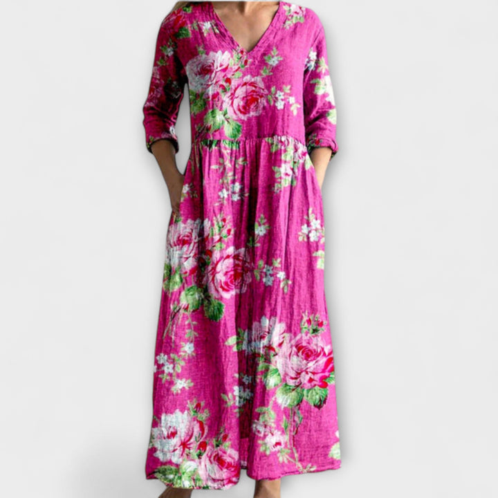 Ivory - Floral Boho Maxi Dress with Whimsical Touch