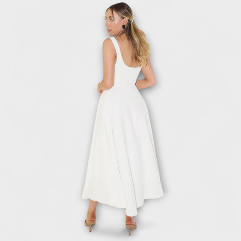 Trinity - Chic Solid Sleeveless A-Line Midi Dress