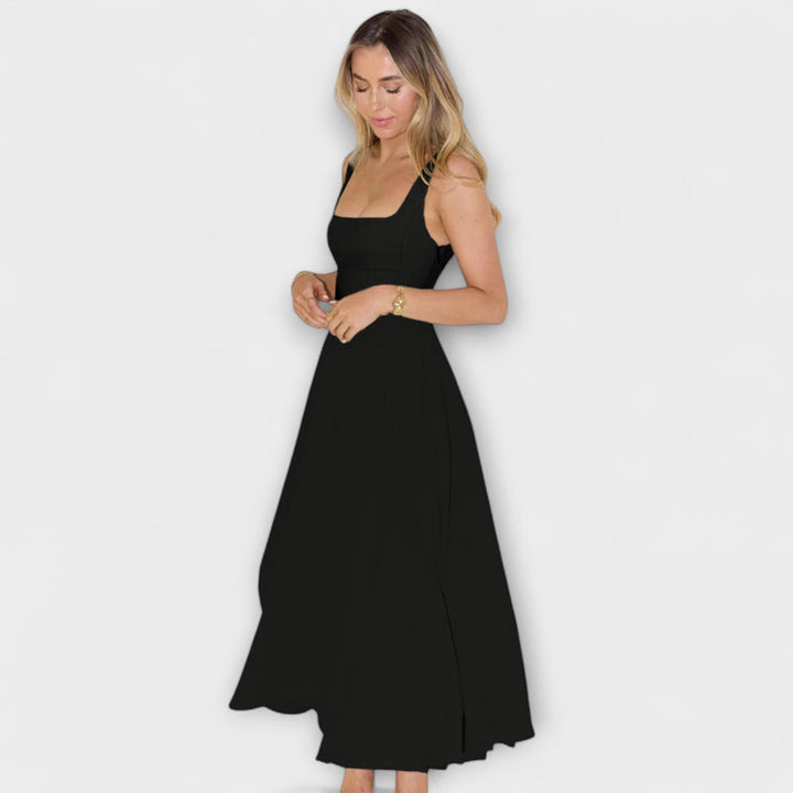 Trinity - Chic Solid Sleeveless A-Line Midi Dress