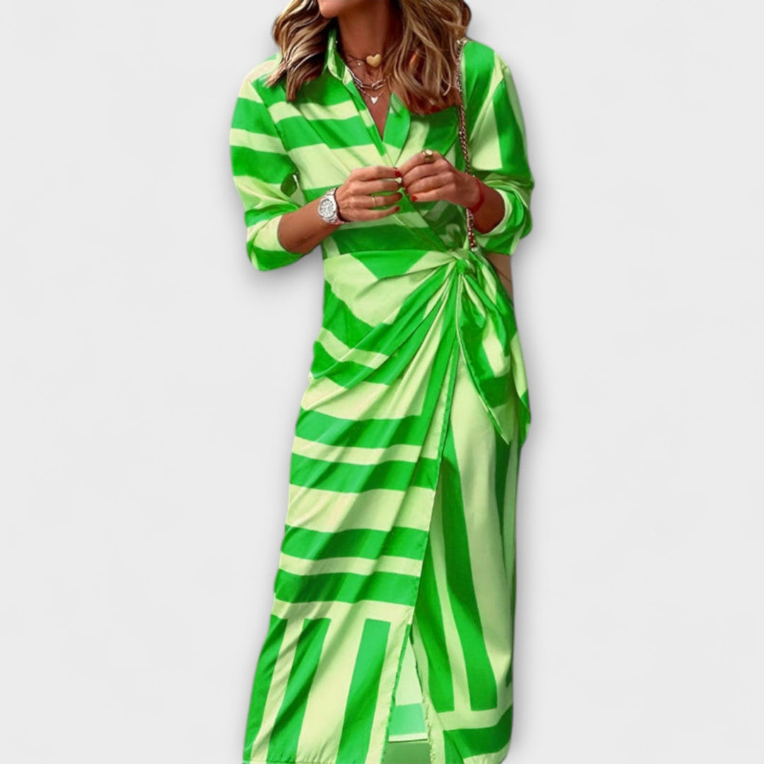 Olivia – Floral Print Waist-Defining Shirt Dress