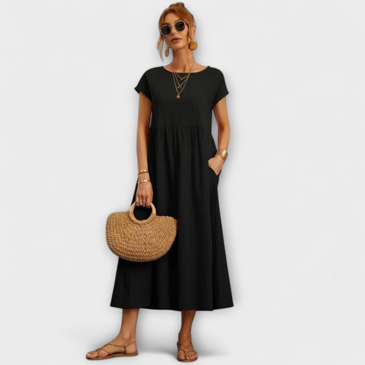 Maelis - Women's Relaxed Cotton-Linen Pocket Dress