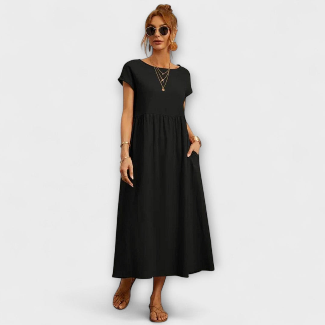 Maelis - Women's Relaxed Cotton-Linen Pocket Dress