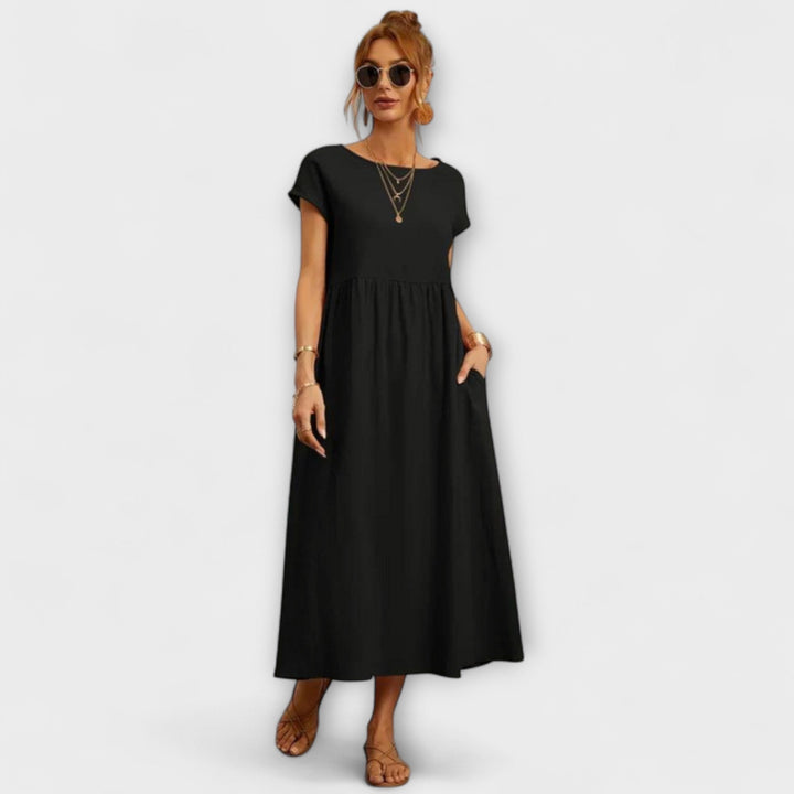Maelis - Women's Relaxed Cotton-Linen Pocket Dress
