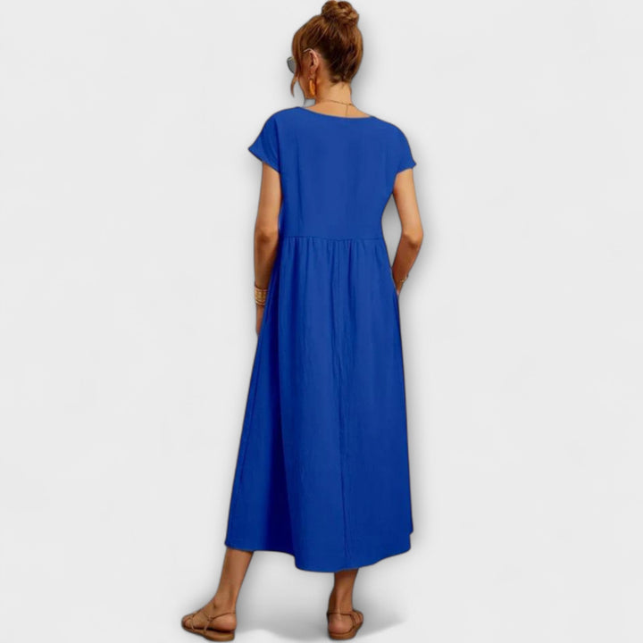 Maelis - Women's Relaxed Cotton-Linen Pocket Dress