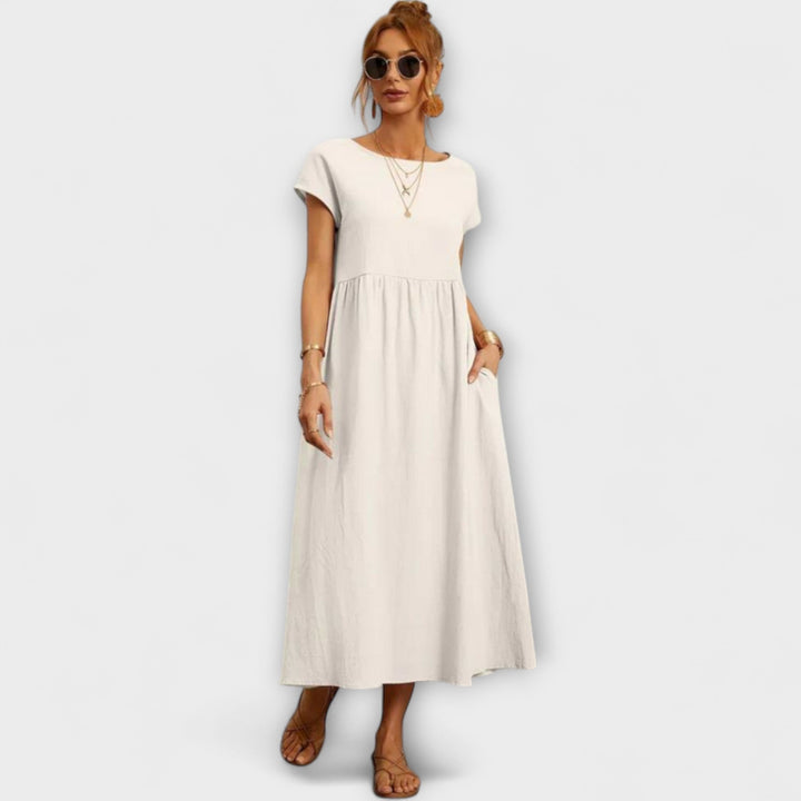 Maelis - Women's Relaxed Cotton-Linen Pocket Dress