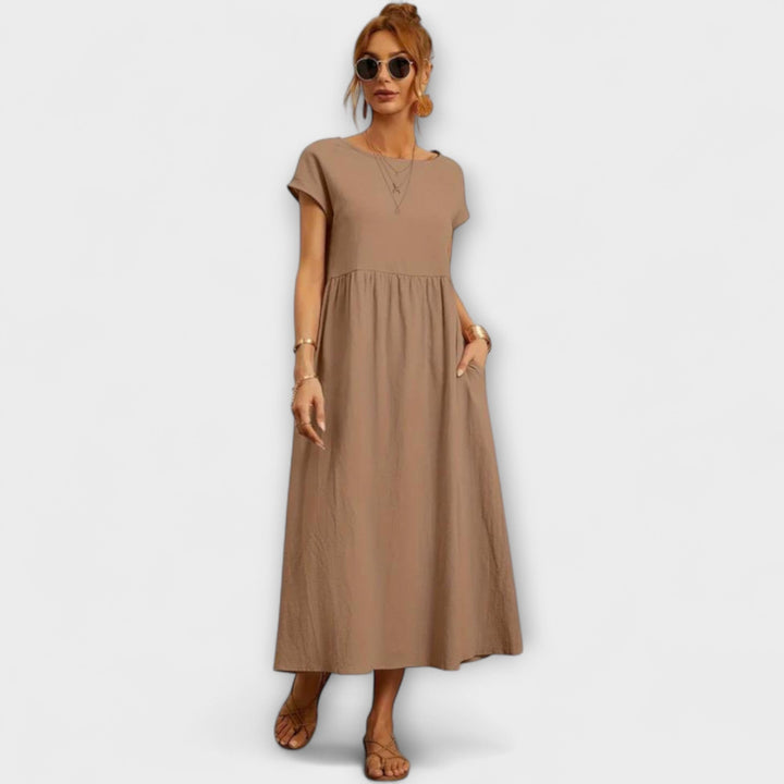 Maelis - Women's Relaxed Cotton-Linen Pocket Dress