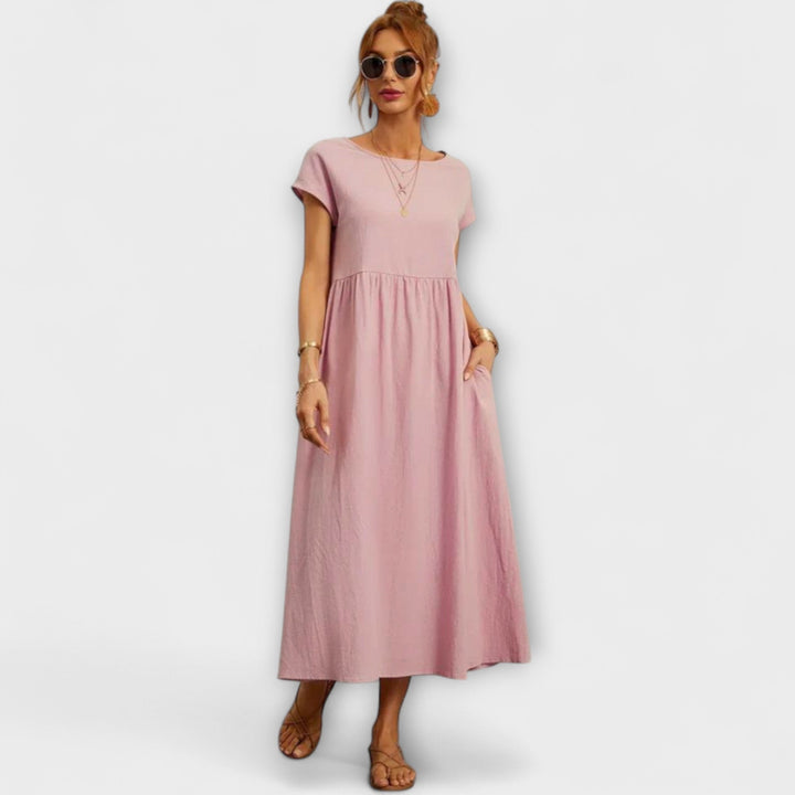 Maelis - Women's Relaxed Cotton-Linen Pocket Dress