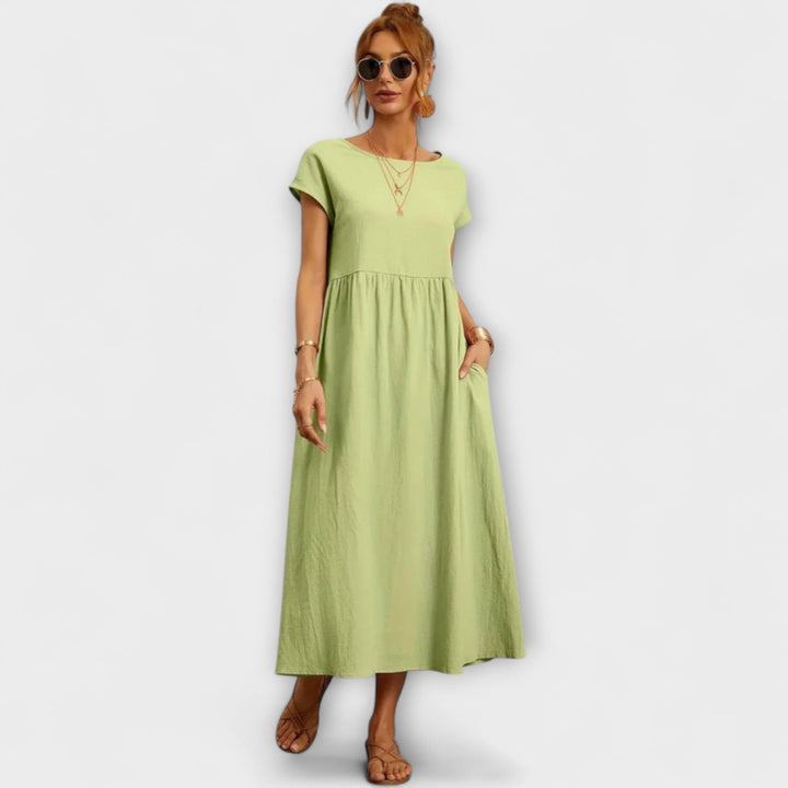 Maelis - Women's Relaxed Cotton-Linen Pocket Dress