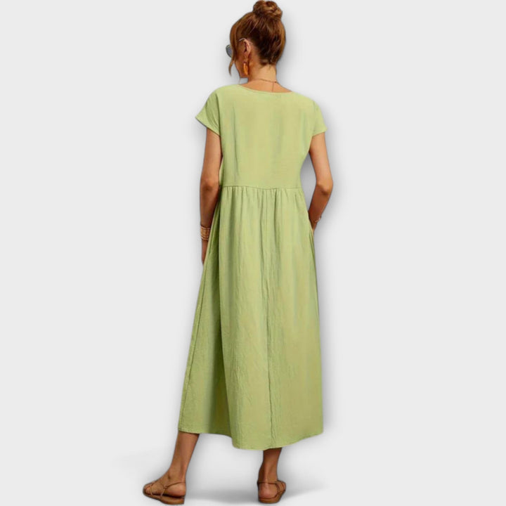 Maelis - Women's Relaxed Cotton-Linen Pocket Dress
