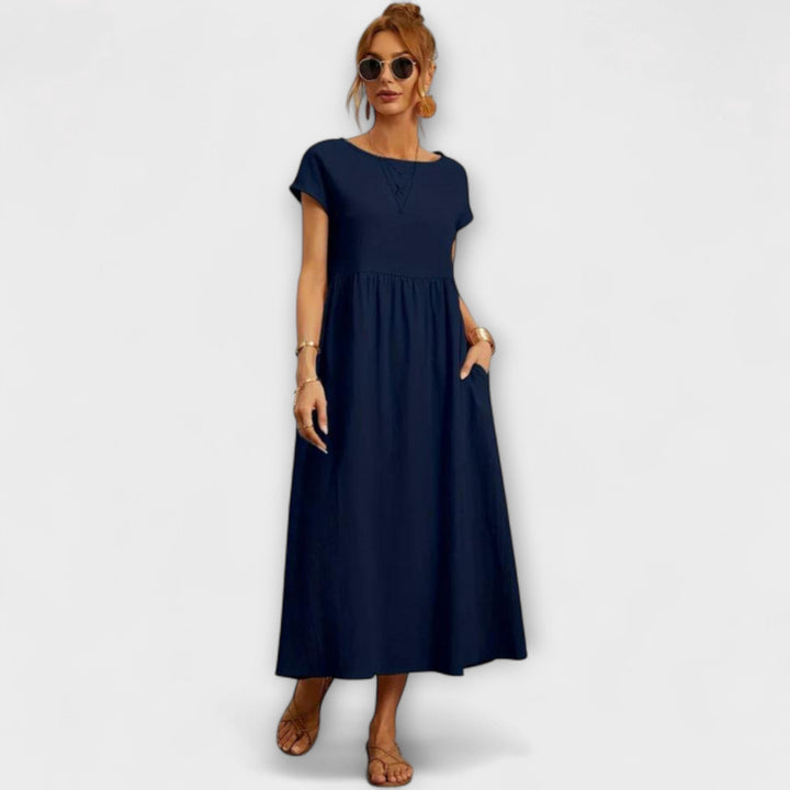 Maelis - Women's Relaxed Cotton-Linen Pocket Dress