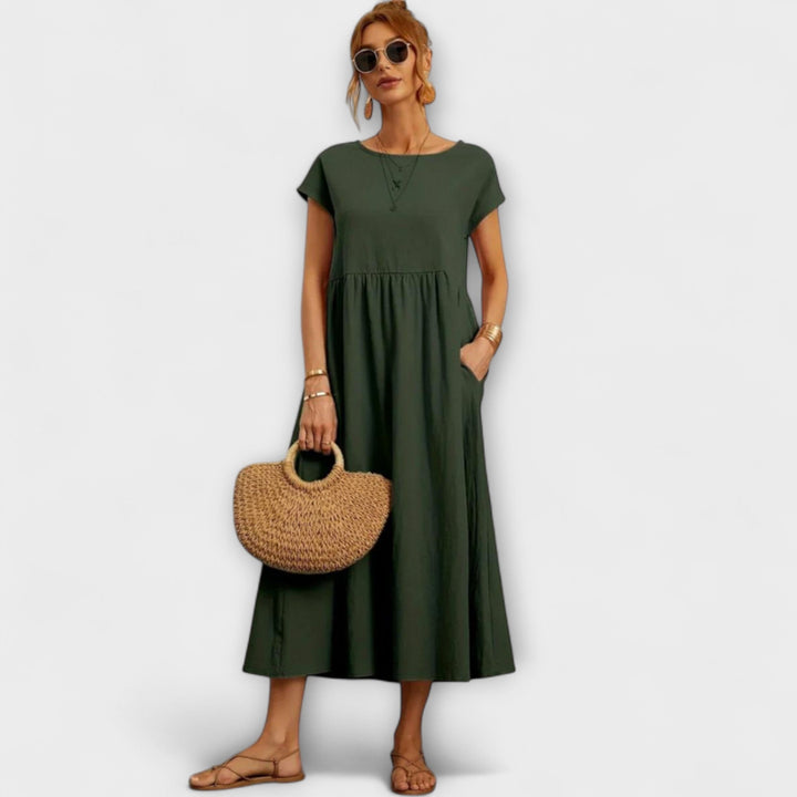 Maelis - Women's Relaxed Cotton-Linen Pocket Dress