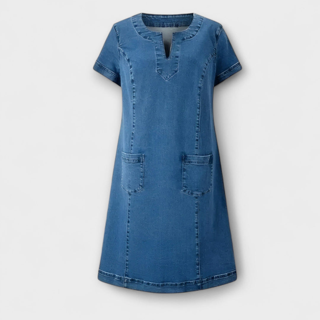 Indigo - Women's Short Sleeve Soft Denim Dress