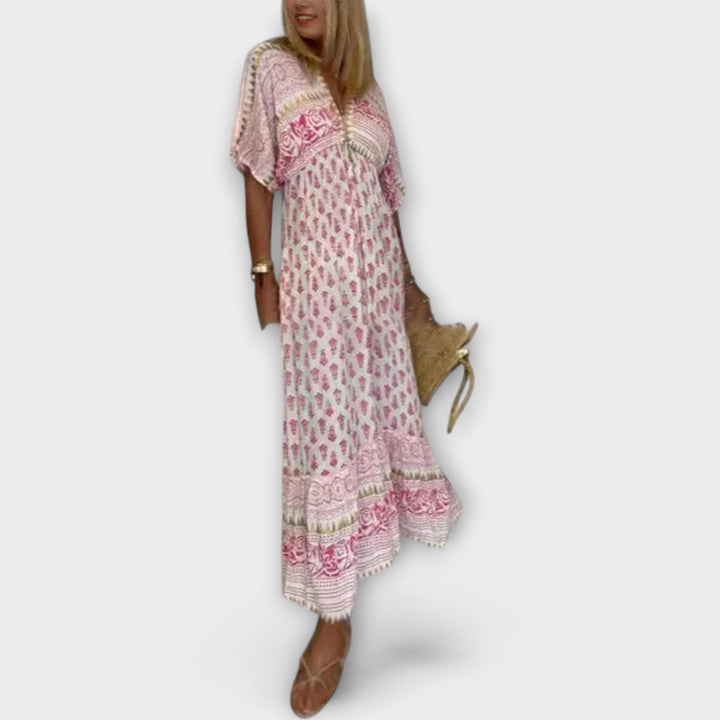 Mabel – Bohemian-Style Maxi Dress with Vibrant Print