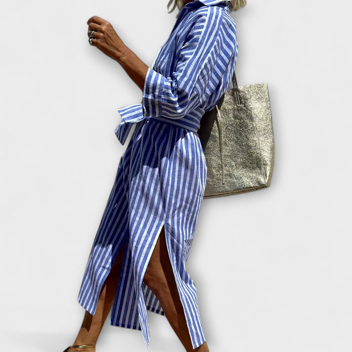 Nicole - Cozy Striped Midi Dress