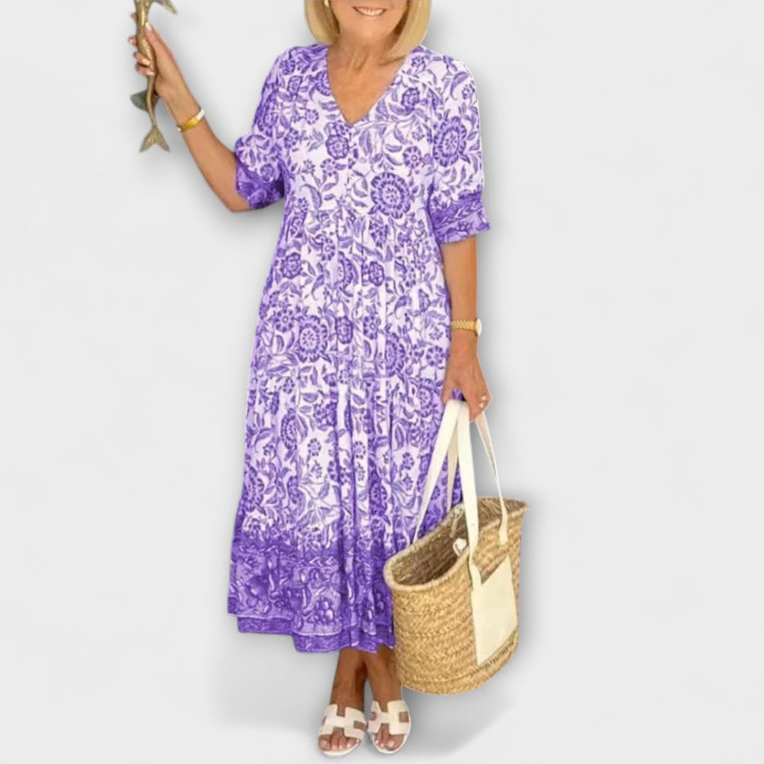 Luna - Chic Floral V-Neck Dress