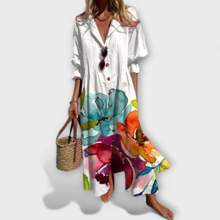 Caitlyn - Boho Chic Puff Sleeve Maxi Dress