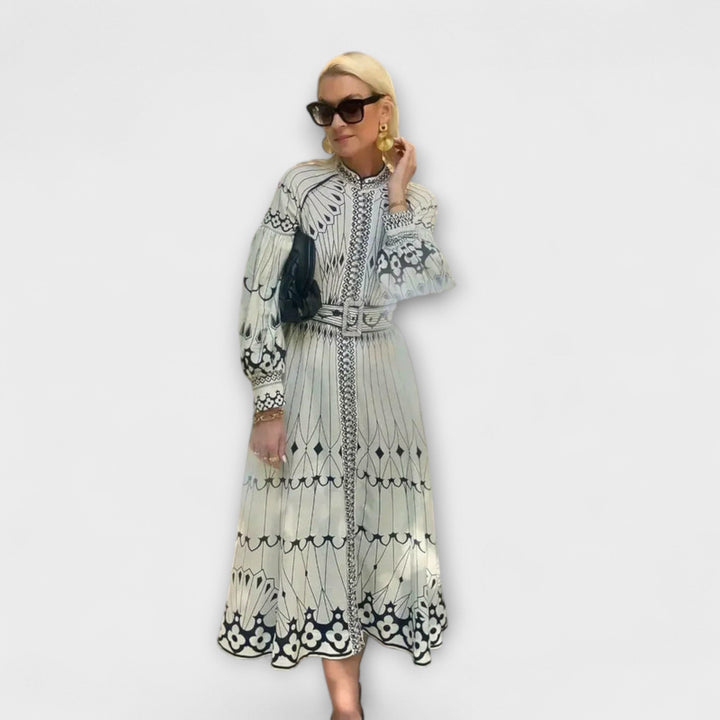 Mirabel - Chic A-Line Dress with Elegant Retro Print