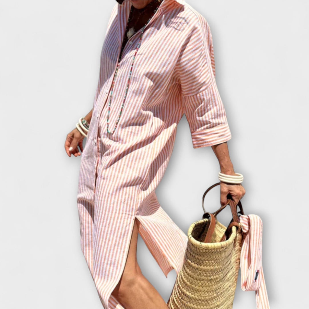 Nicole - Cozy Striped Midi Dress
