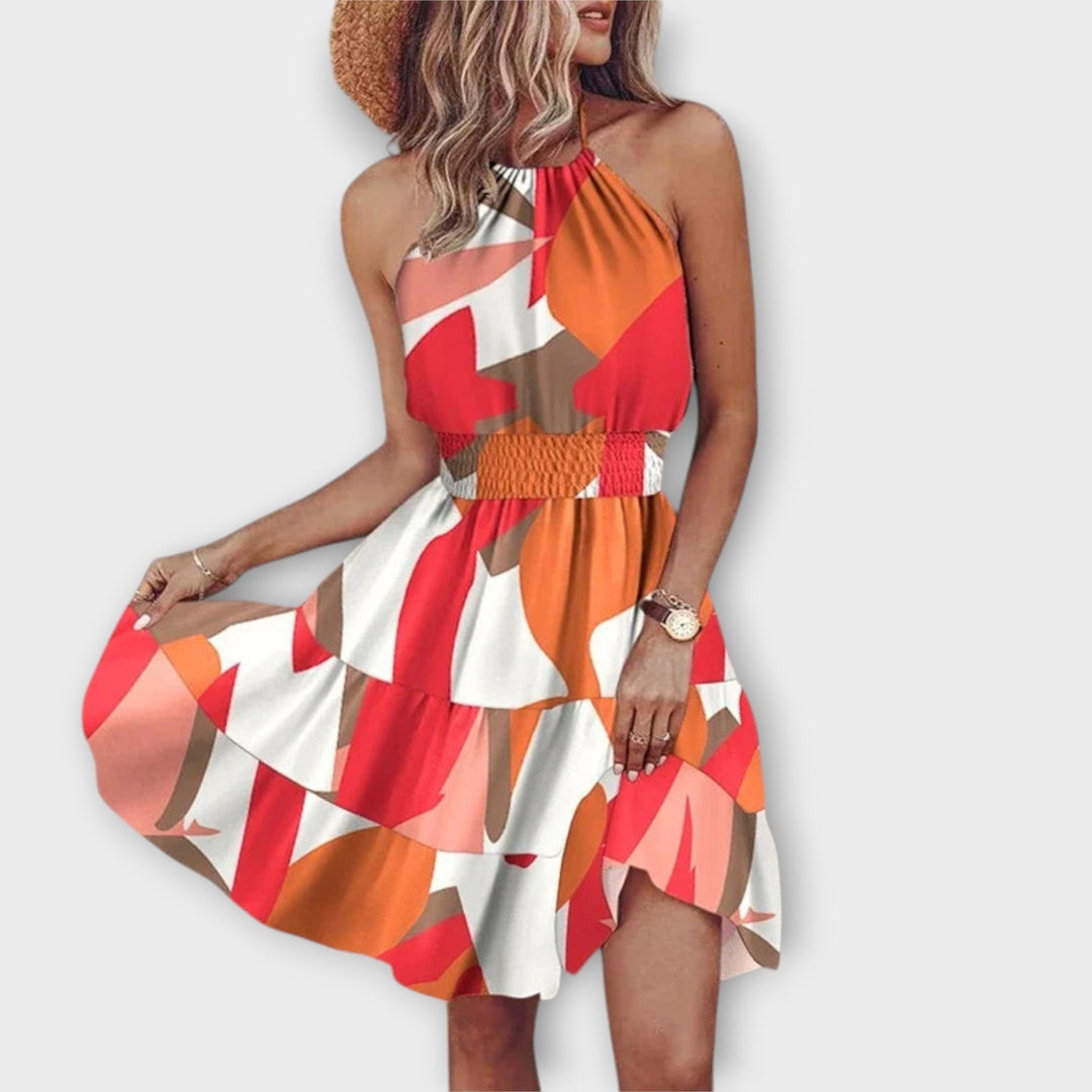 Loxley - Irregular Print Backless Mini Dress