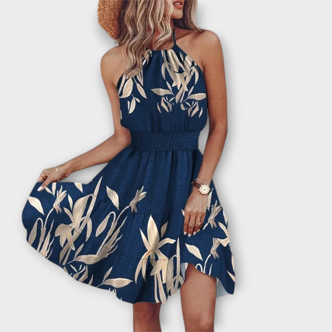 Loxley - Irregular Print Backless Mini Dress