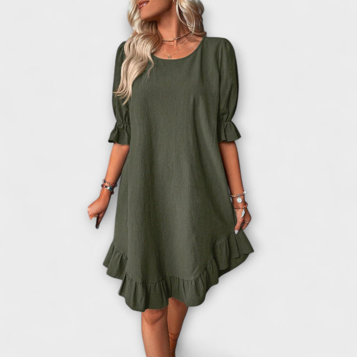 Isolde - Vintage-Inspired Half Sleeve Midi Dress