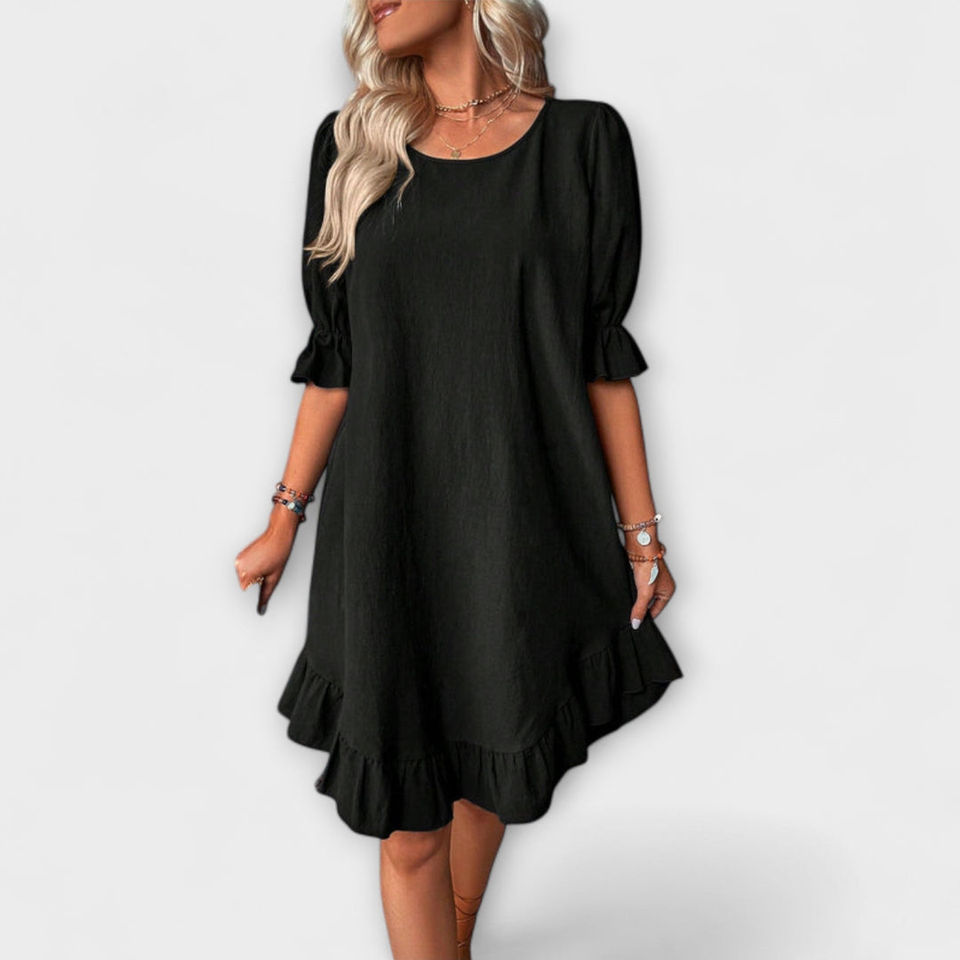 Isolde - Vintage-Inspired Half Sleeve Midi Dress