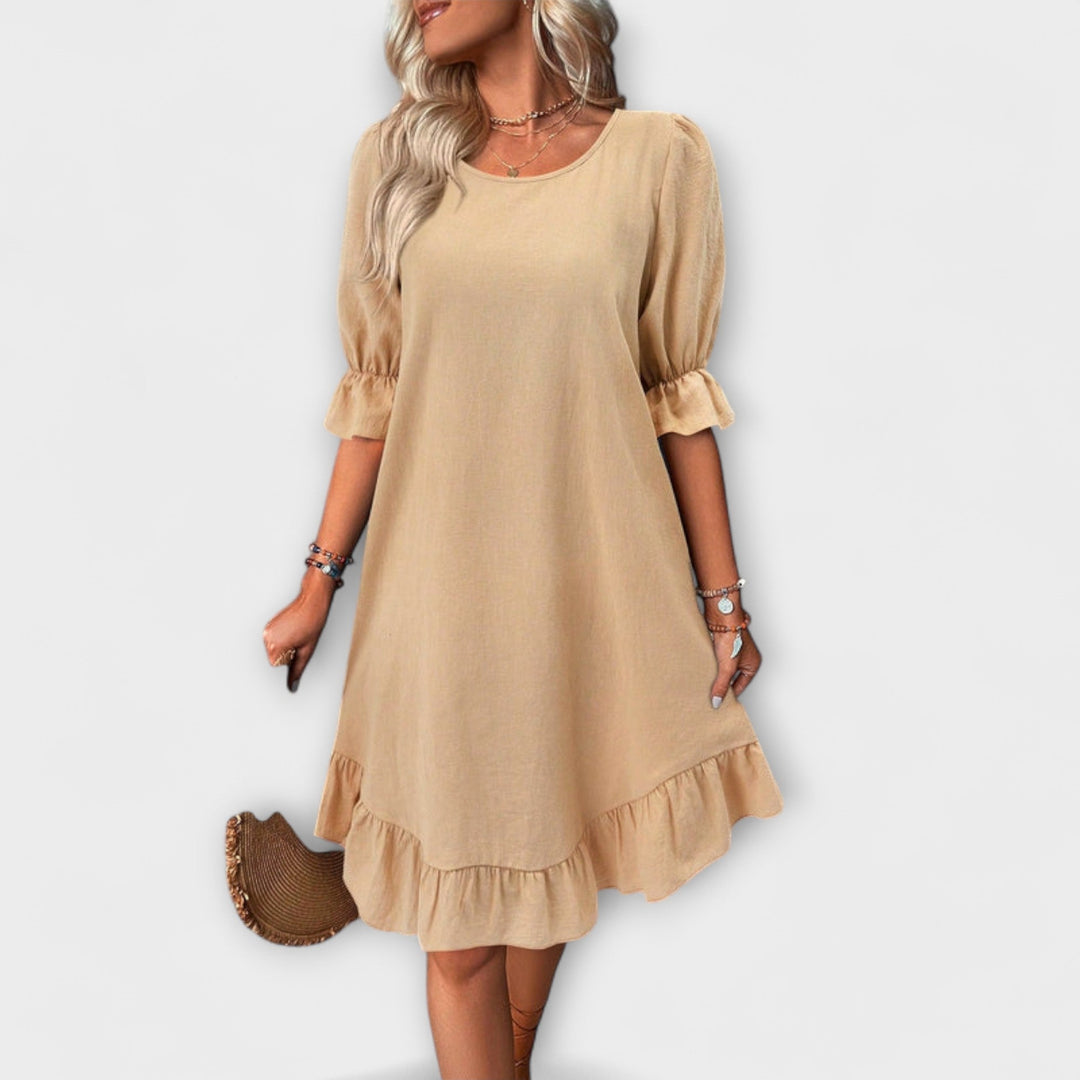 Isolde - Vintage-Inspired Half Sleeve Midi Dress