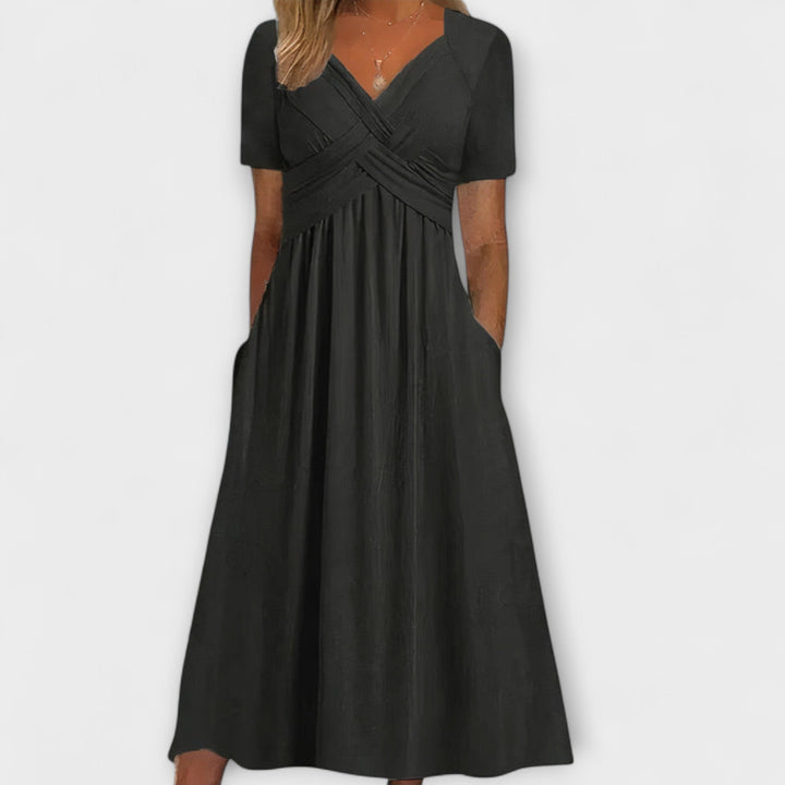 Florence - Chic V-Neck Dress with Relaxed Fit