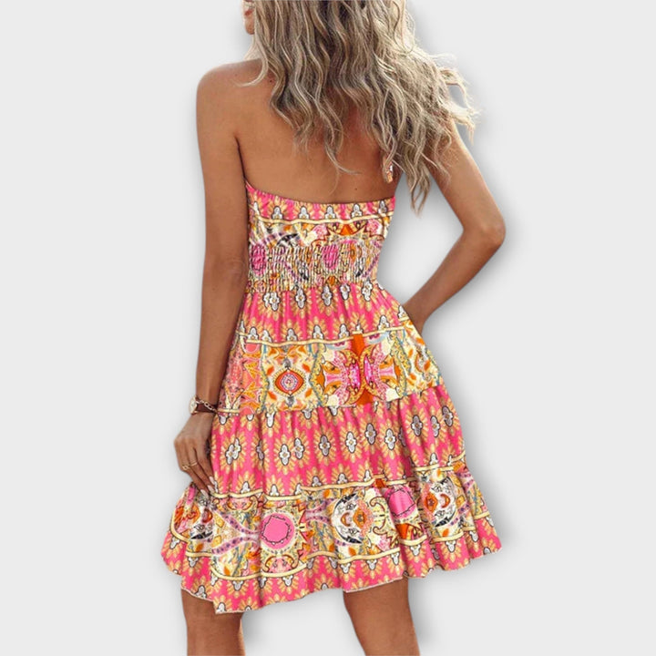 Loxley - Irregular Print Backless Mini Dress