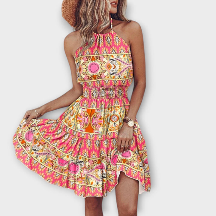 Loxley - Irregular Print Backless Mini Dress