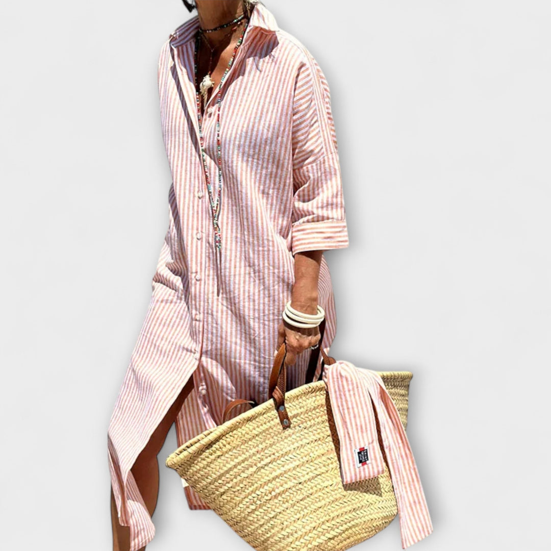 Nicole - Cozy Striped Midi Dress