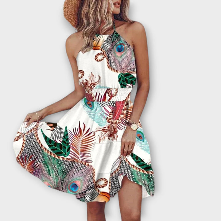 Loxley - Irregular Print Backless Mini Dress