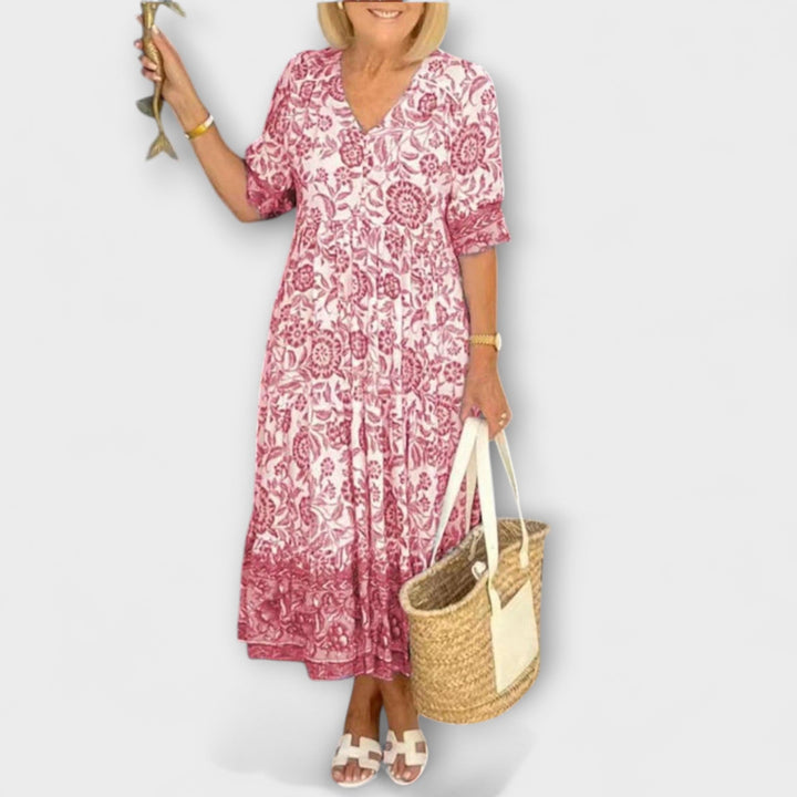 Luna - Chic Floral V-Neck Dress