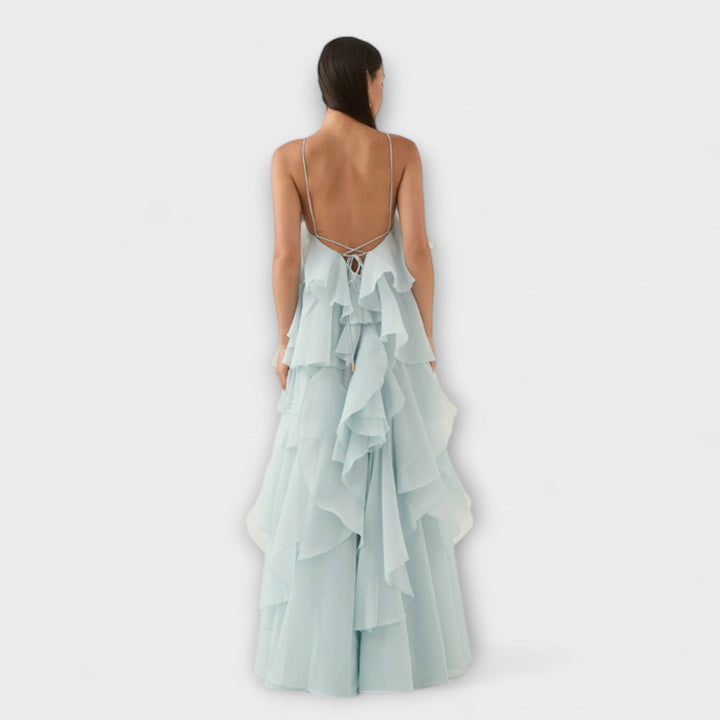 Nephele - Elegant Ruffle Halter Cocktail Dress