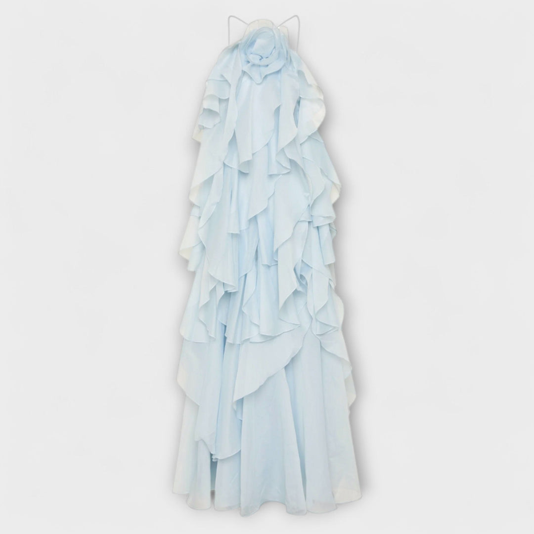 Nephele - Elegant Ruffle Halter Cocktail Dress