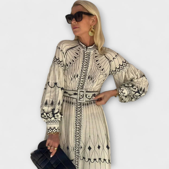 Mirabel - Chic A-Line Dress with Elegant Retro Print