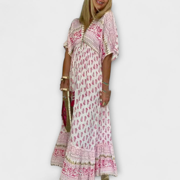 Mabel – Bohemian-Style Maxi Dress with Vibrant Print