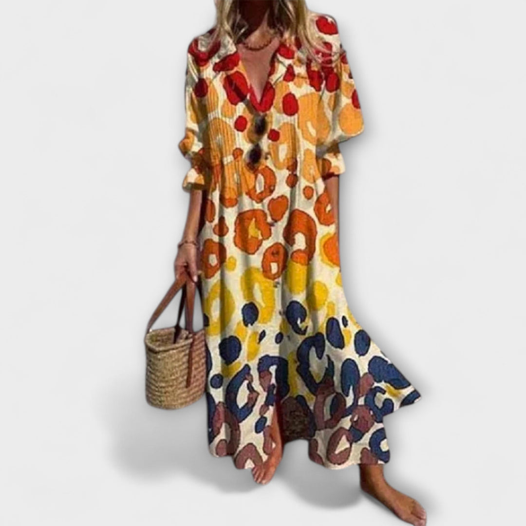 Caitlyn - Boho Chic Puff Sleeve Maxi Dress